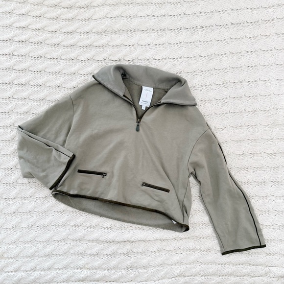 Fabrique Jane Contrast Trimmed Lapel Zip Up Sweatshirt - Picture 2 of 4